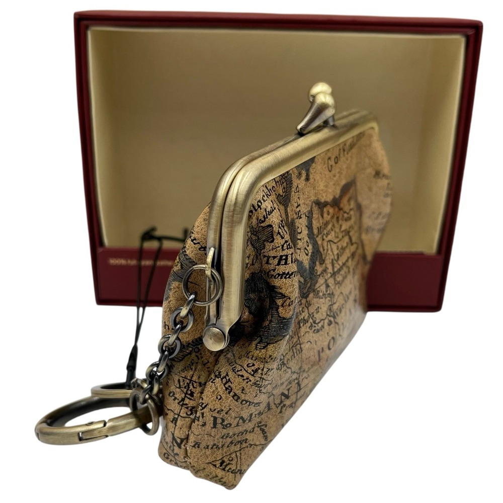 Patricia Nash Womens Leather Coin Purse European Map Print Kiss Lock in Gift Box - Picture 4 of 10